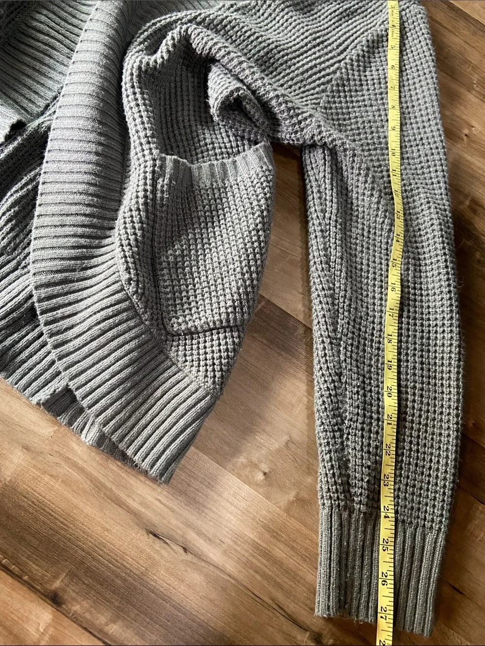 Open-Front Chunky Knit Cardigan Sweater - Gray